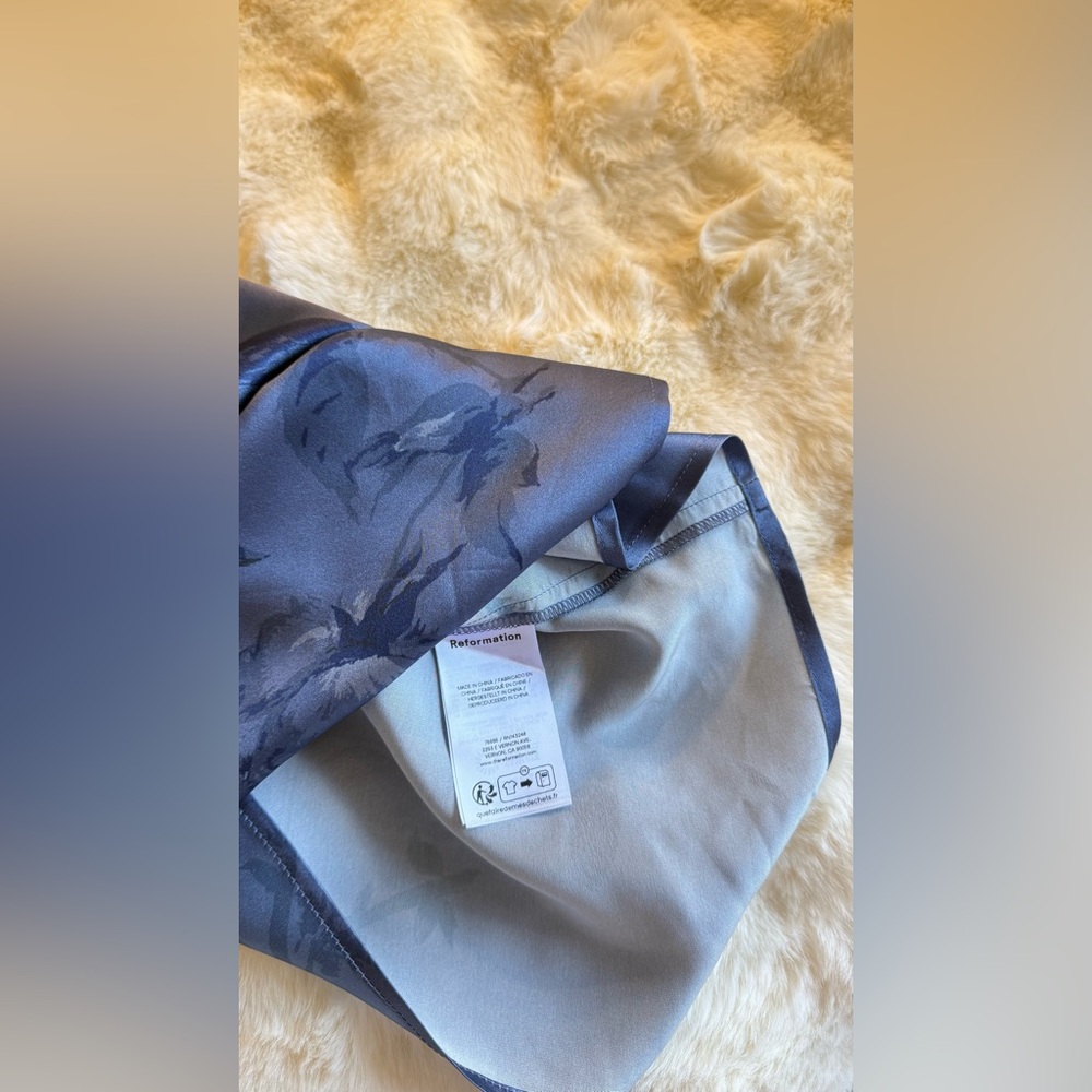 Reformation Frankie Silk Dress In Trieste Border, brand new without tags. - Picture 10 of 16
